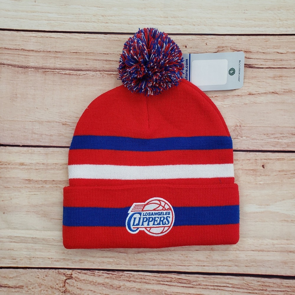 NEW Los Angeles Clippers Beanie Hat Cap Snap Back NBA Basketball Pom Pom Mens